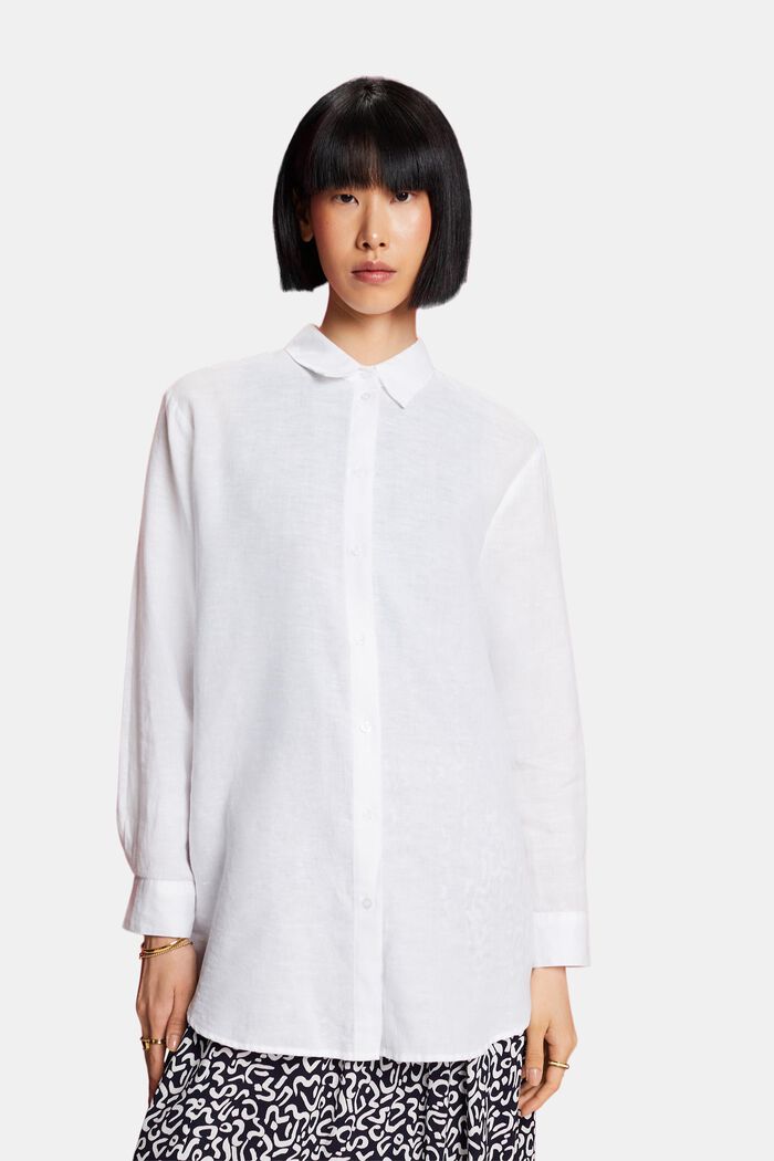 Linen-Cotton Shirt, WHITE, detail image number 0