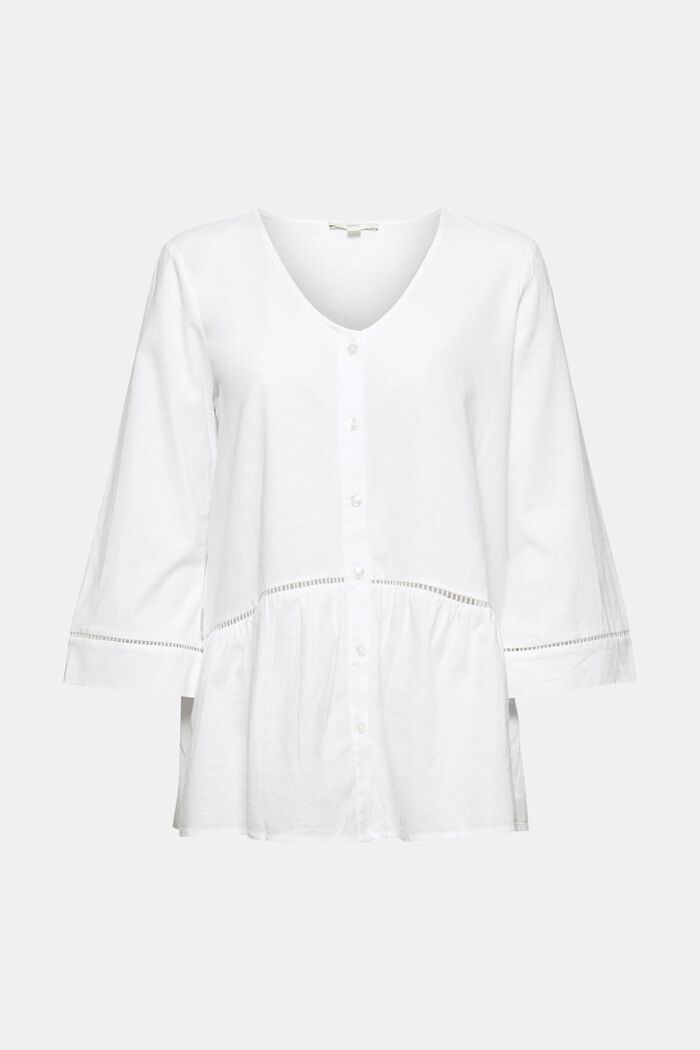 Containing hemp: peplum blouse, WHITE, detail image number 5