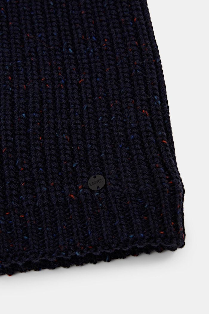 Rib knit snood with wool, NAVY, detail image number 1