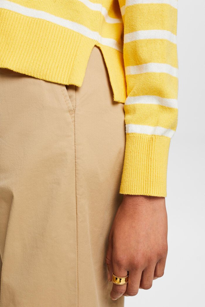 Striped Cotton-Linen Sweater, SUNFLOWER YELLOW, detail image number 4