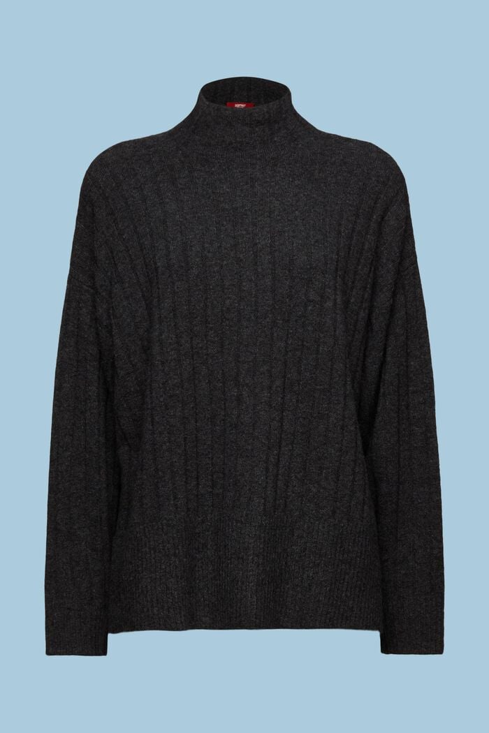 Flat Rib-Knit Sweater, ANTHRACITE, detail image number 6