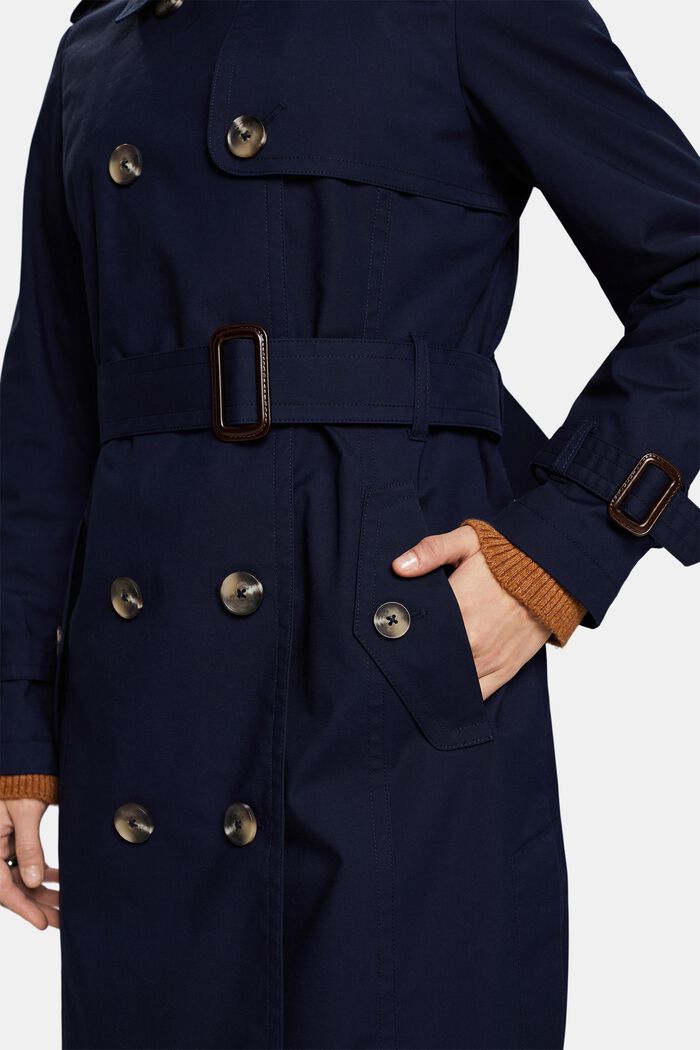 Belted Double-Breasted Trench Coat, NAVY, detail image number 3
