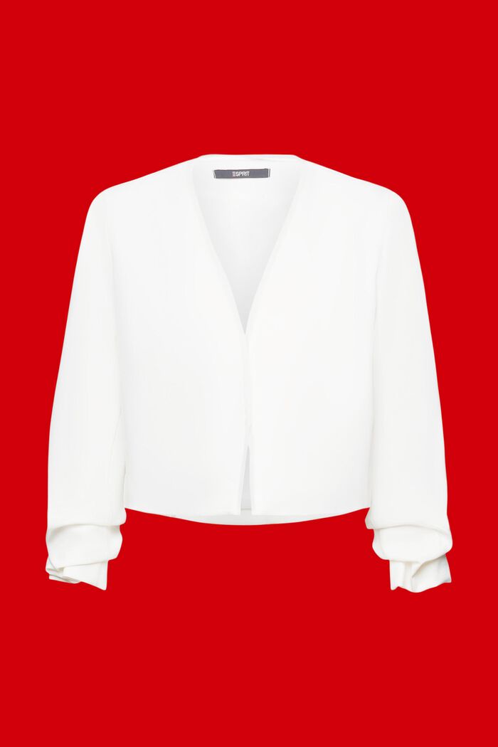 Cropped blazer with ruched sleeves, OFF WHITE, detail image number 5