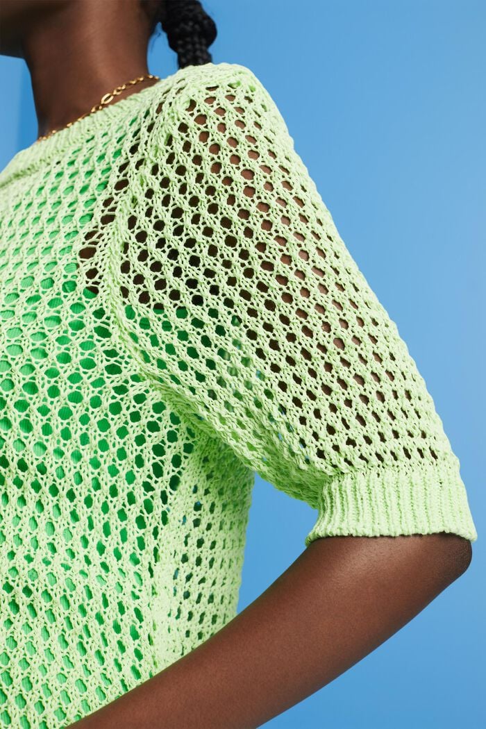 Open mesh knit jumper, CITRUS GREEN, detail image number 2