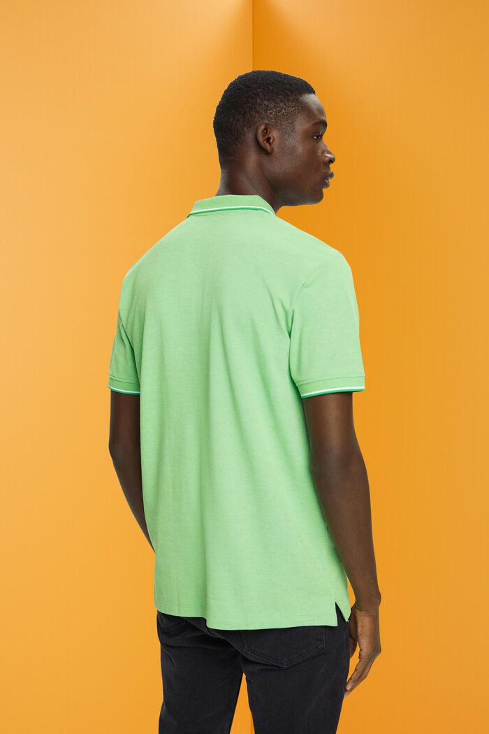 Pique polo shirt with striped details, GREEN, detail image number 3