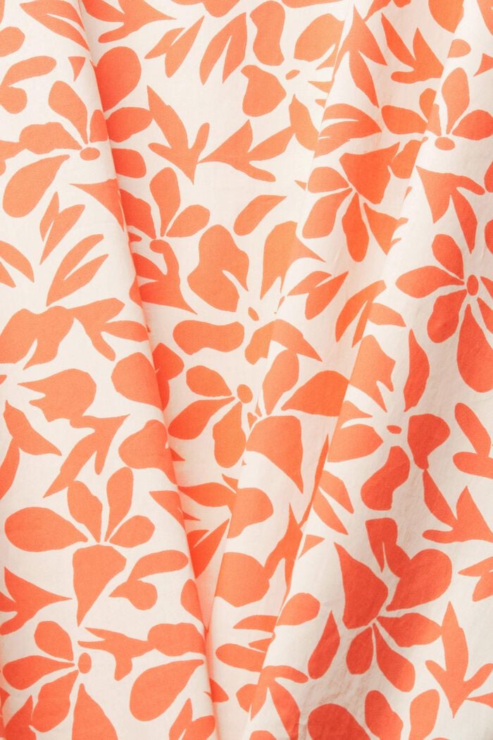 Cotton blouse with a print, CORAL ORANGE, detail image number 5