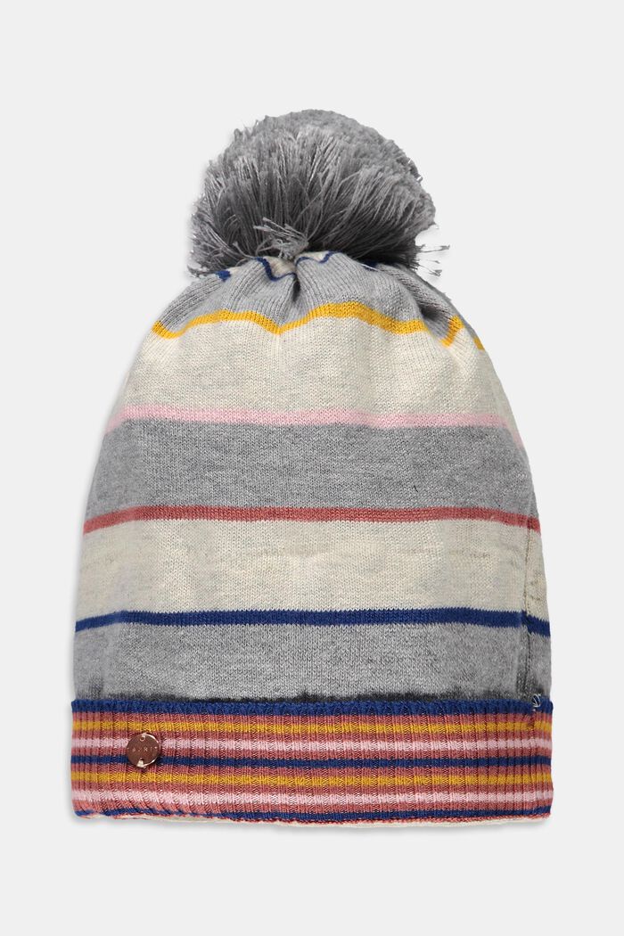 Knitted hat with fleece made of blended cotton