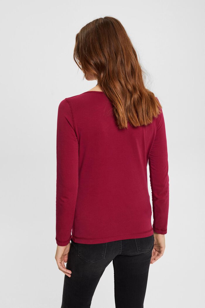 Long sleeved boat neck top, CHERRY RED, detail image number 3