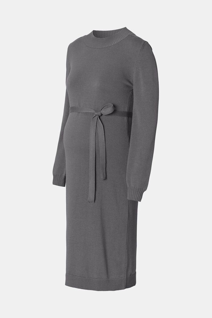 Knitted midi dress with detachable belt, MEDIUM GREY, detail image number 4
