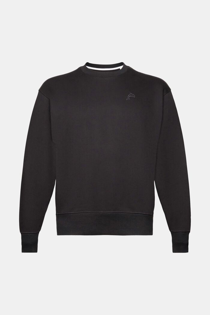 Sweatshirt with small dolphin print, BLACK, detail image number 5