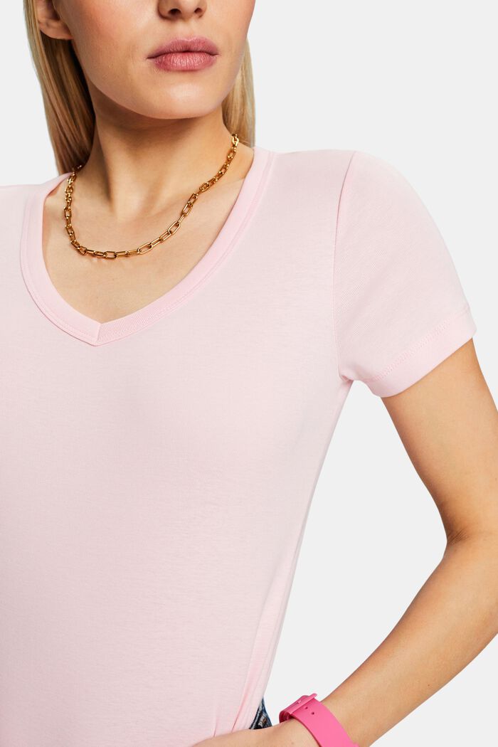 V-Neck Cotton T-Shirt, PASTEL PINK, detail image number 2