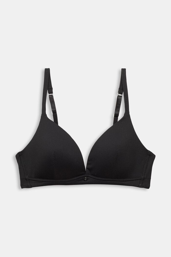 Recycled: padded, non-wired bra, BLACK, overview