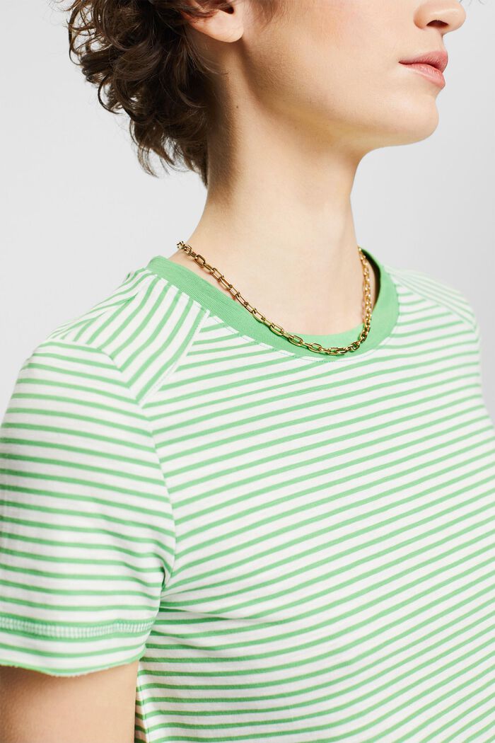 Striped cotton T-shirt, GREEN, detail image number 2