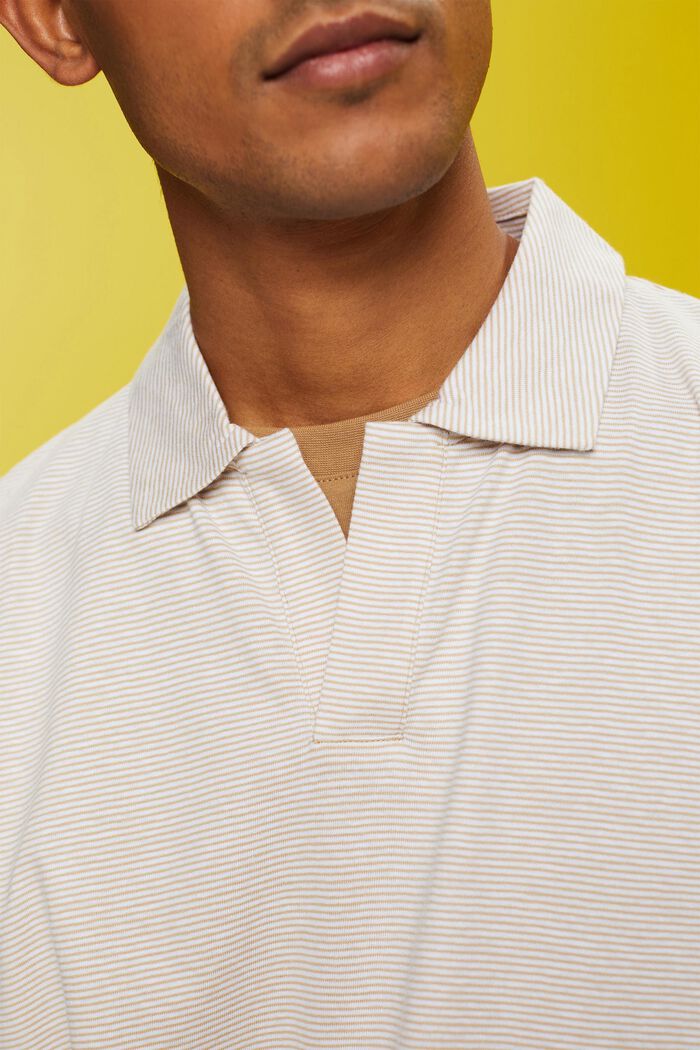 Striped jersey polo, cotton-linen blend, SAND, detail image number 2