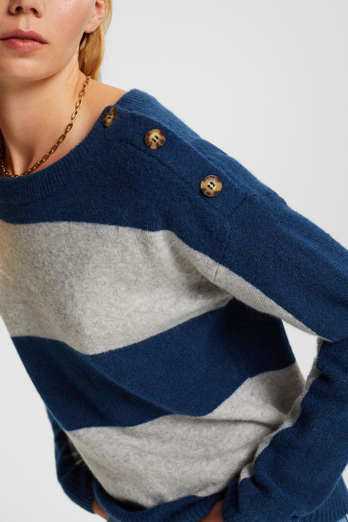 With wool: jumper with buttons, PETROL BLUE, detail image number 3