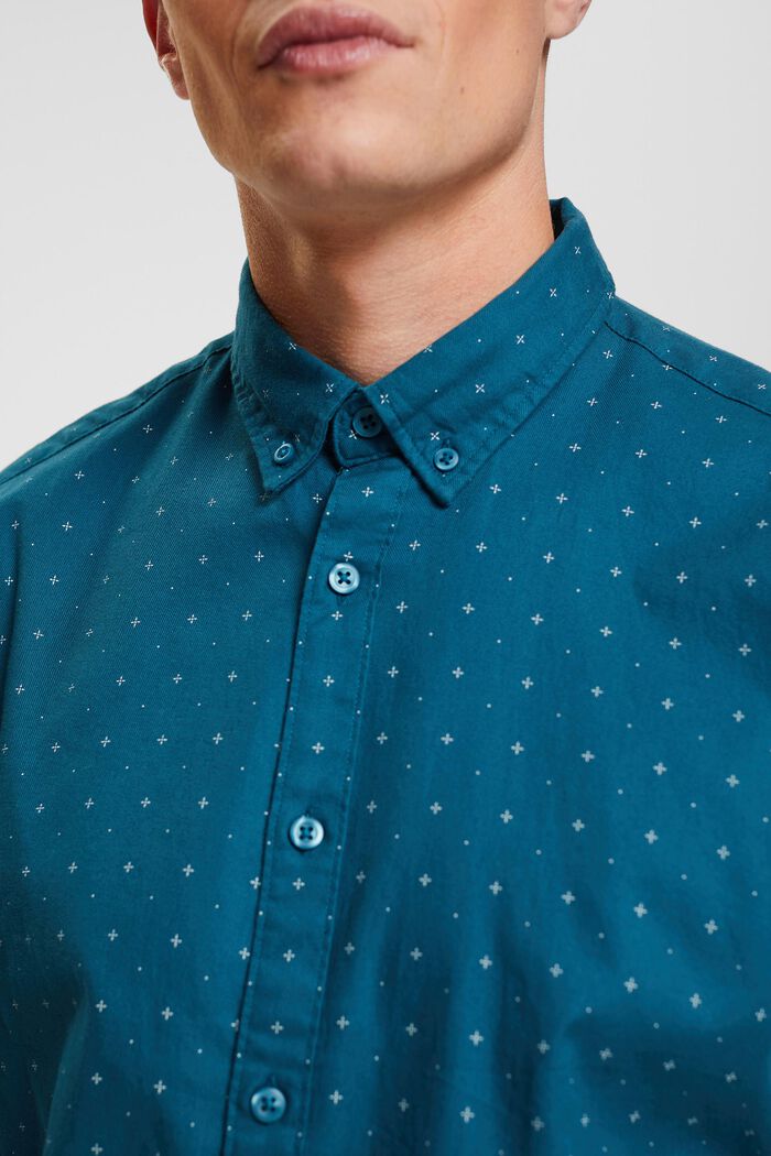 Button-down shirt with micro-print, DARK TURQUOISE, detail image number 2