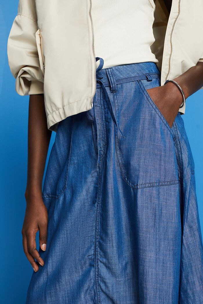 Made of TENCEL™: Denim-look midi skirt, BLUE MEDIUM WASHED, detail image number 2