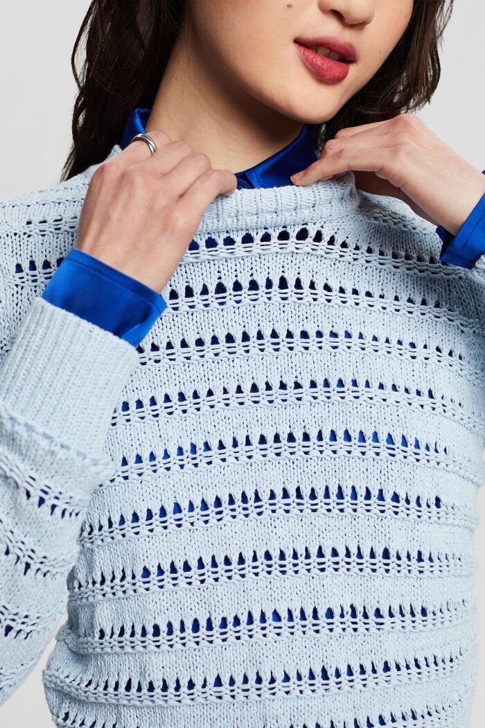 Open-Knit Sweater, LIGHT BLUE, detail image number 3