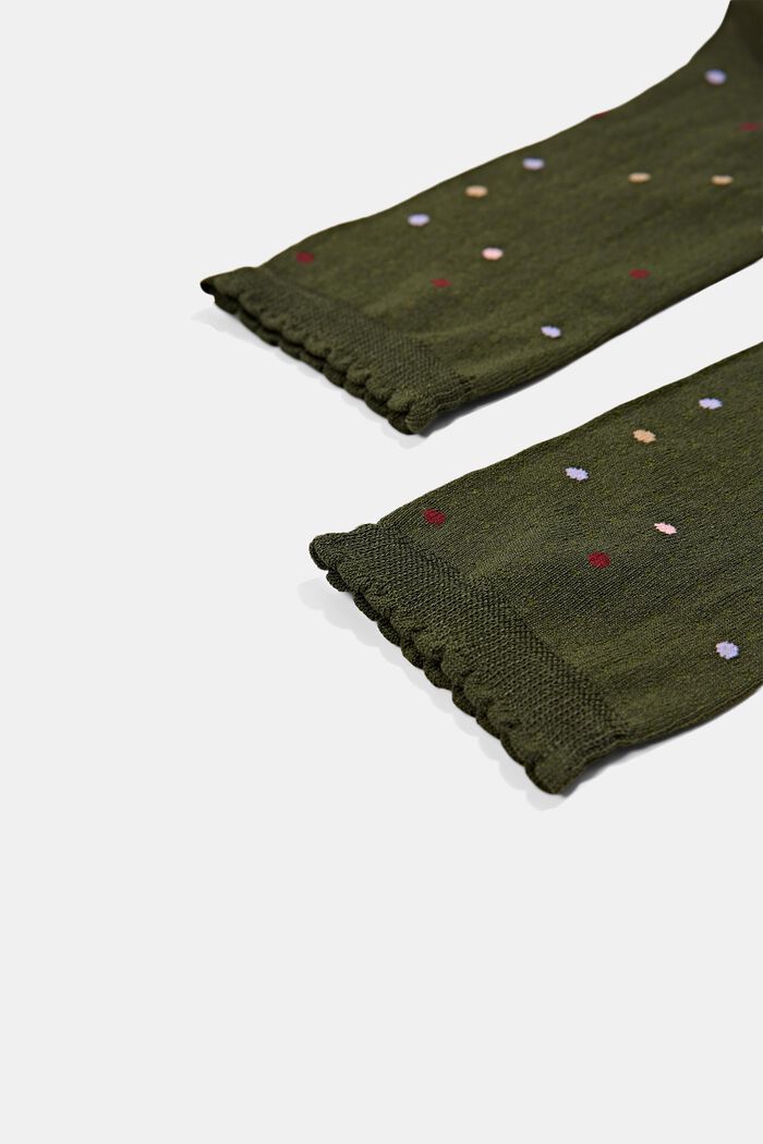 Cotton blend socks with scalloped edges, MILITARY, detail image number 1