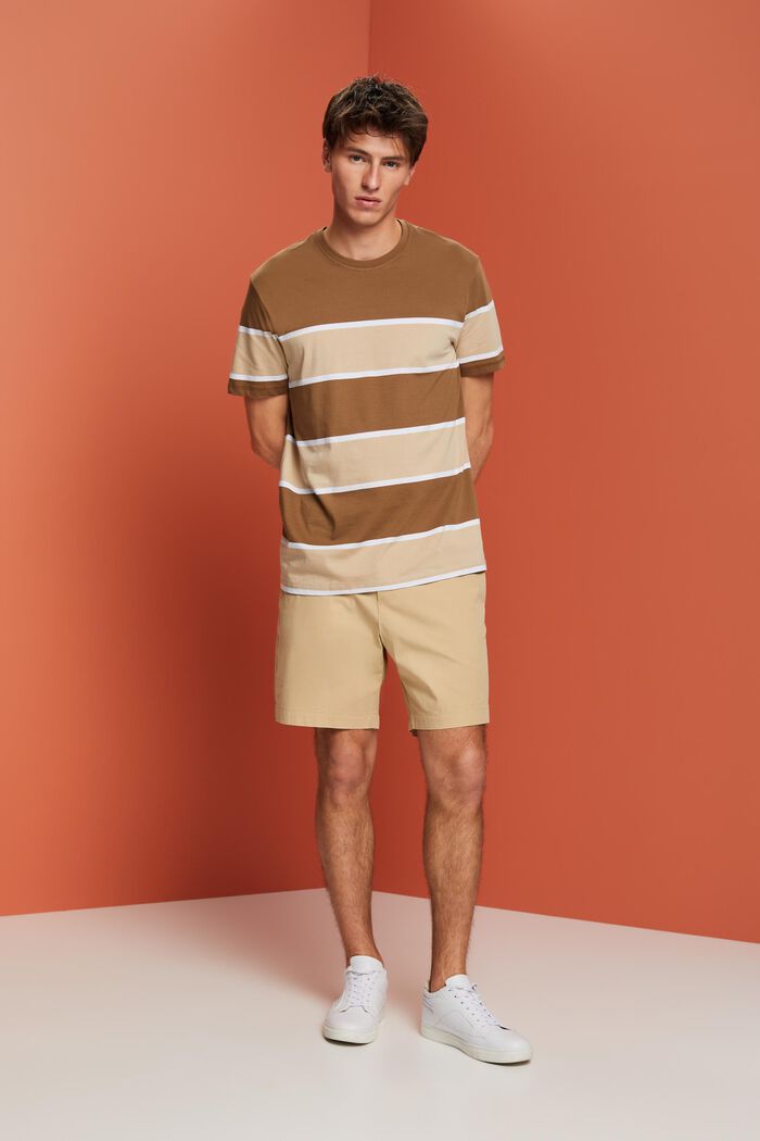 Striped t-shirt, 100% cotton, PALE KHAKI, detail image number 1