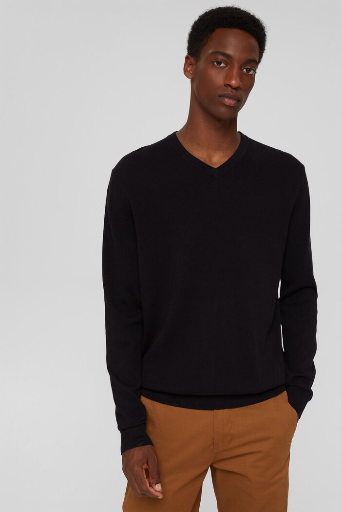 Basic jumper made of 100% Pima cotton, BLACK, detail image number 0