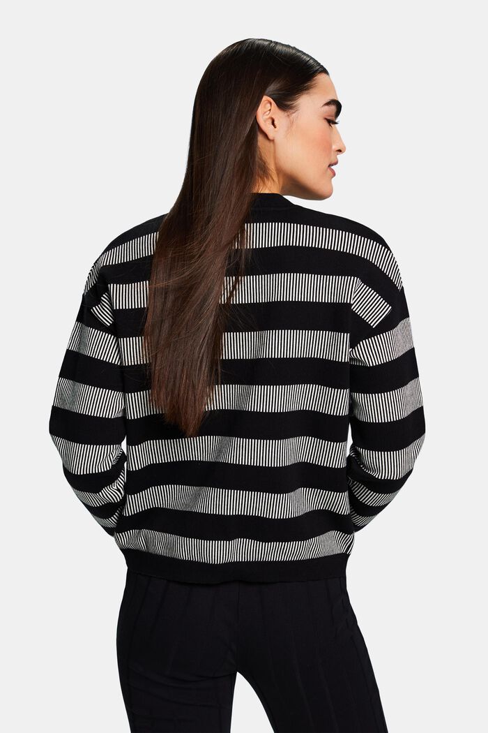 Jacquard Striped Crewneck Sweater, BLACK, detail image number 2