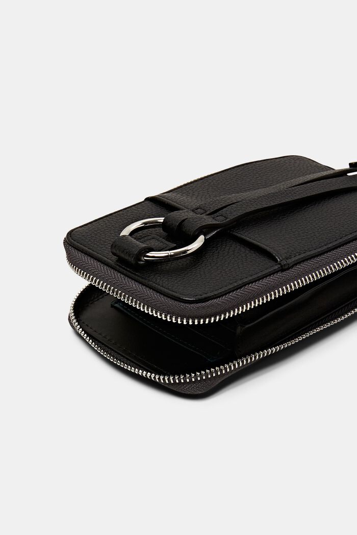 Faux leather phone bag, BLACK, detail image number 3