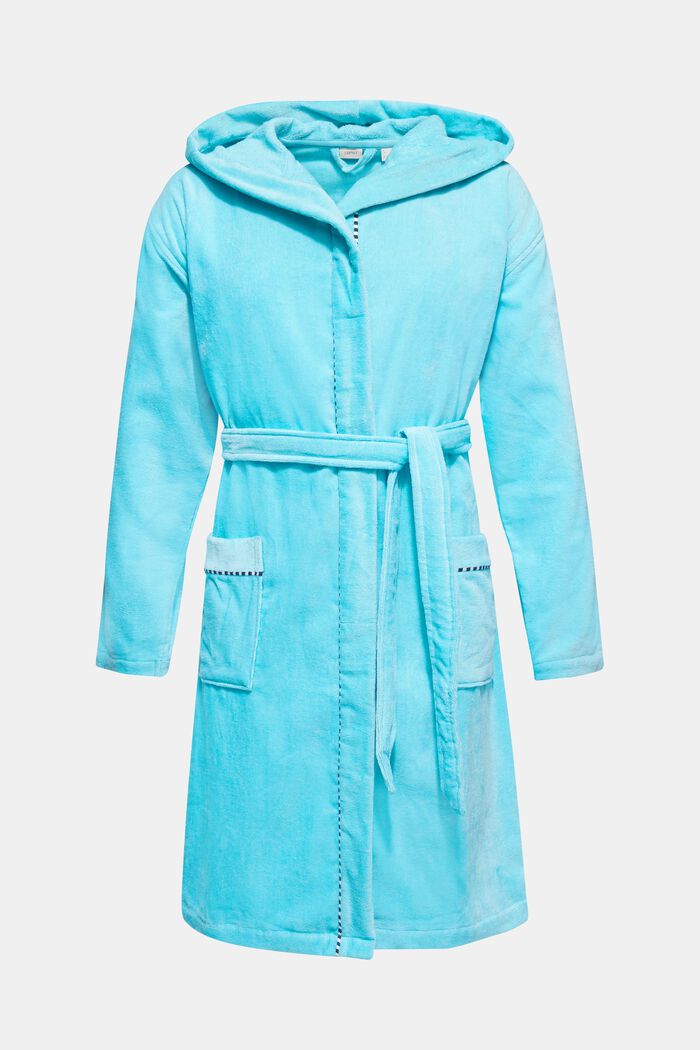 Suede bathrobe made of 100% cotton, TURQUOISE, detail image number 0