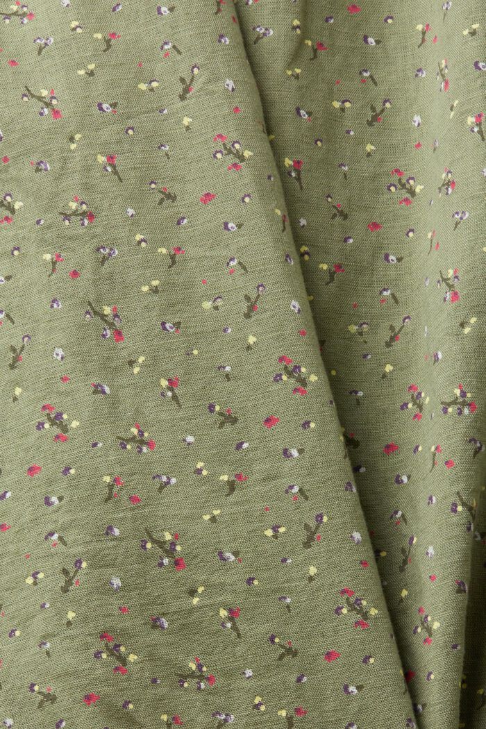 Sleeveless linen blend blouse with floral print, LIGHT KHAKI, detail image number 4