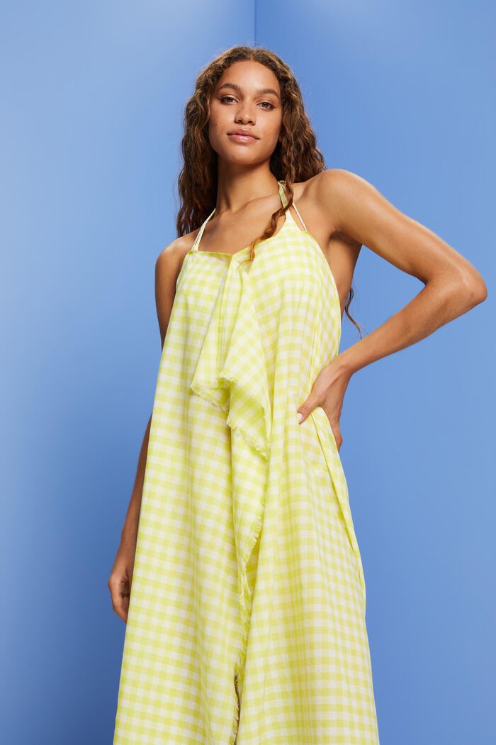 Printed Halterneck Beach Dress, LIME YELLOW, detail image number 0