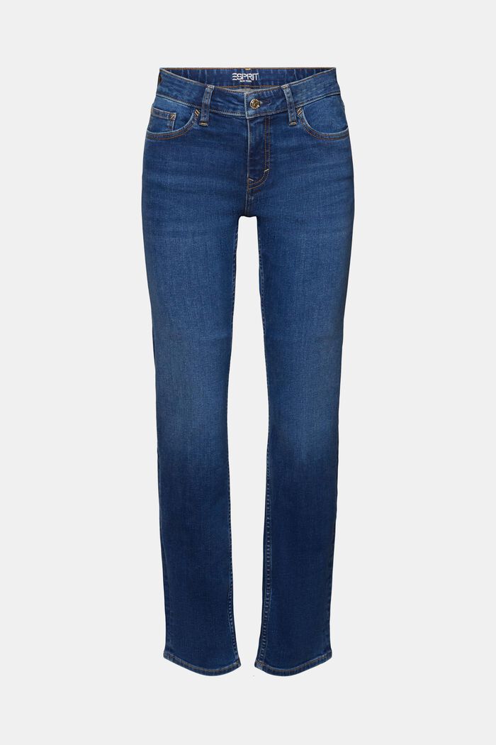 Straight leg stretch jeans, cotton blend, BLUE MEDIUM WASHED, detail image number 6