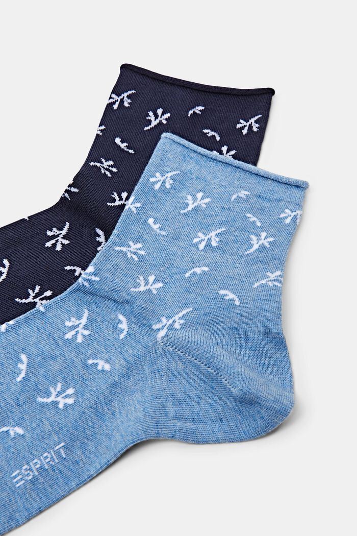 2-Pack Printed Cotton Socks, NAVY/BLUE, detail image number 2