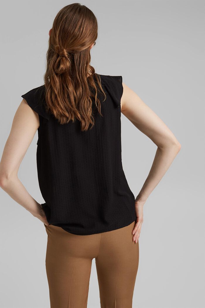 Blouse top with flounce, LENZING™ ECOVERO™, BLACK, detail image number 3