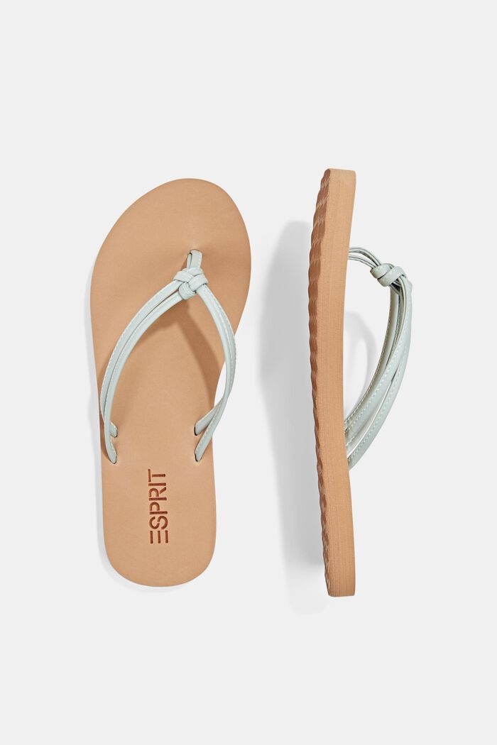 Slip slop sandals with faux leather straps, PASTEL GREEN, detail image number 1