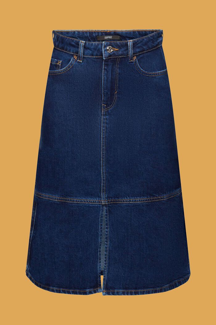 Knee-length denim skirt, BLUE MEDIUM WASHED, detail image number 6