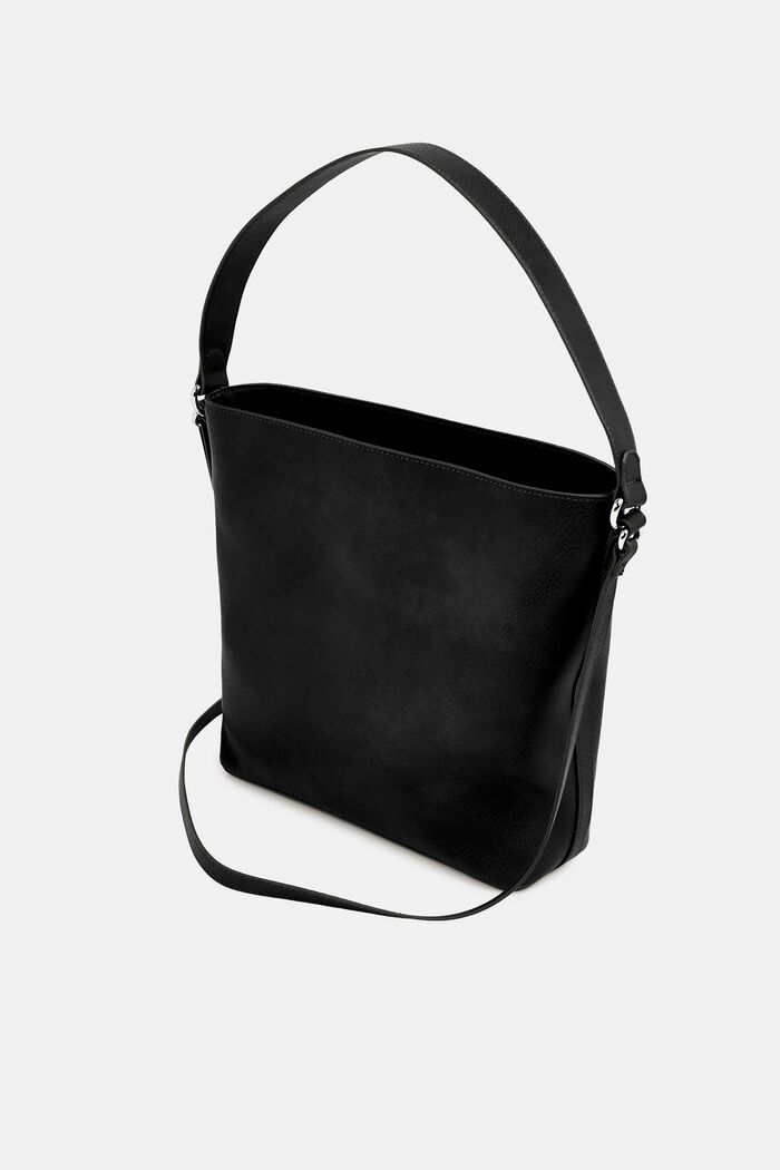 Faux Leather Hobo Shoulder Bag, BLACK, detail image number 4