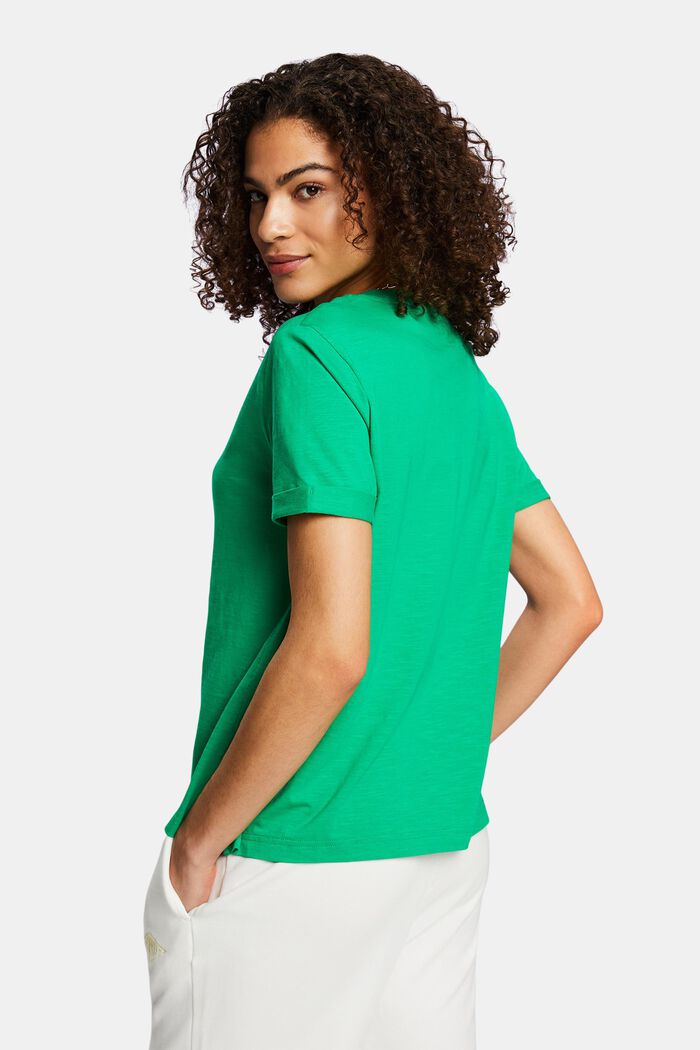 Scoop Neck Slub T-Shirt, GREEN, detail image number 3