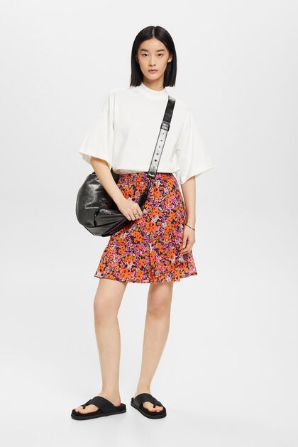 Floral skirt with flounced hem