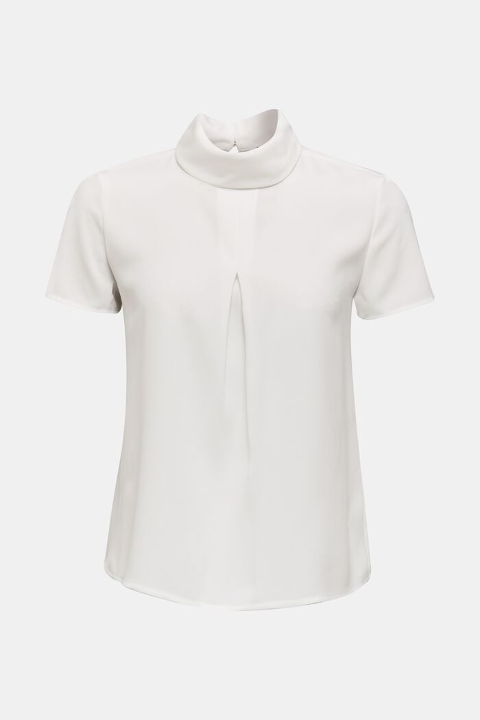Blouse made of recycled fabric with a front pleat, OFF WHITE, detail image number 0