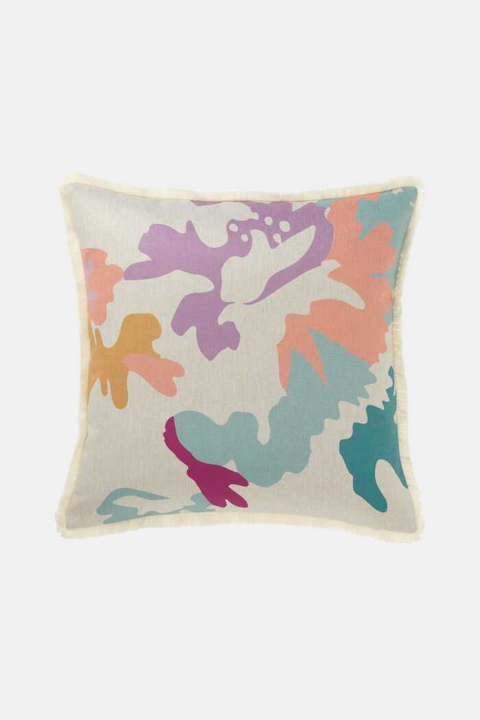 Cushion cover with multi-coloured floral pattern, MULTI, detail image number 0