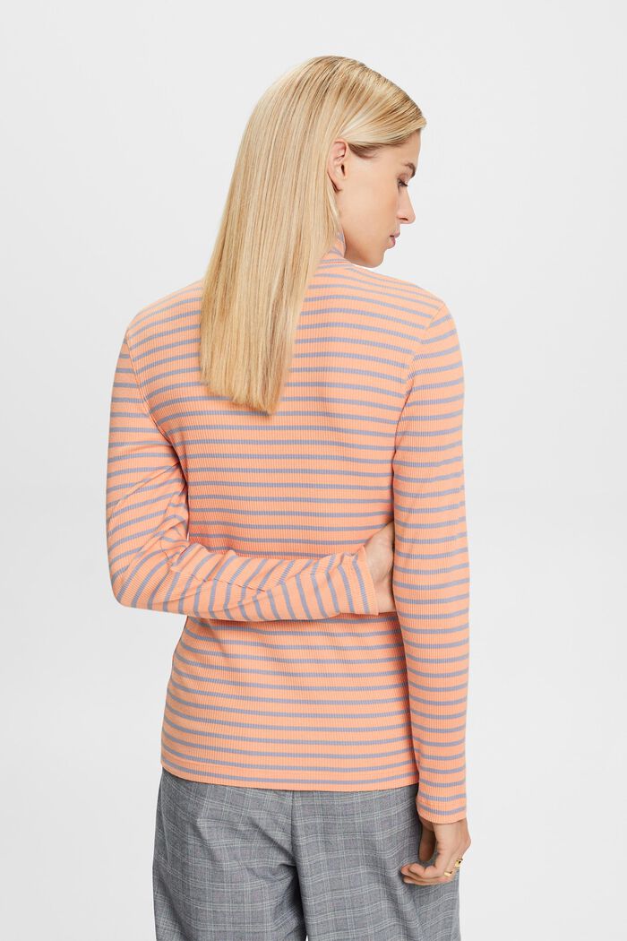 Striped Long-Sleeve Turtleneck, PEACH, detail image number 4