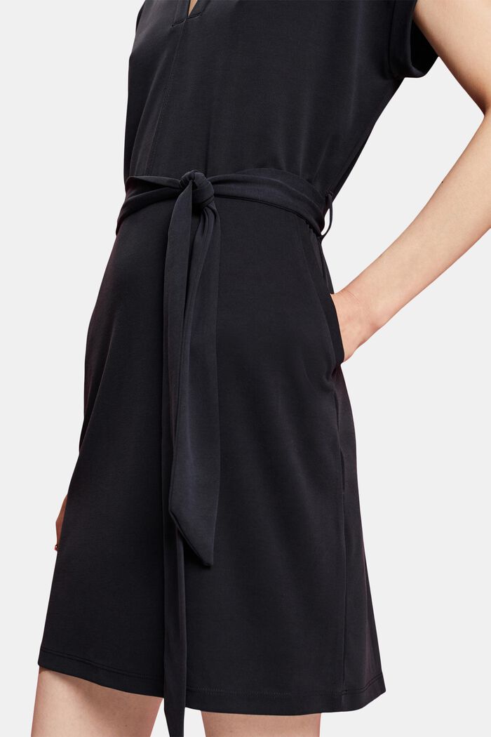 V-necked midi dress, BLACK, detail image number 2