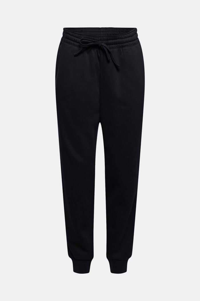 Tracksuit bottoms made of blended organic cotton, BLACK, overview