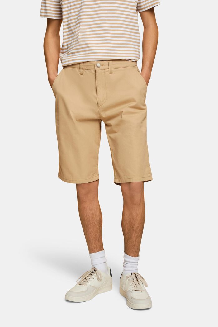 Sustainable cotton chino style shorts, LIGHT BEIGE, detail image number 0