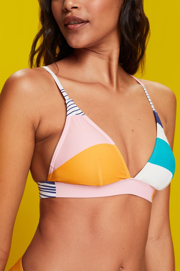 Padded bikini top in pattern mix design, SAND, detail image number 1