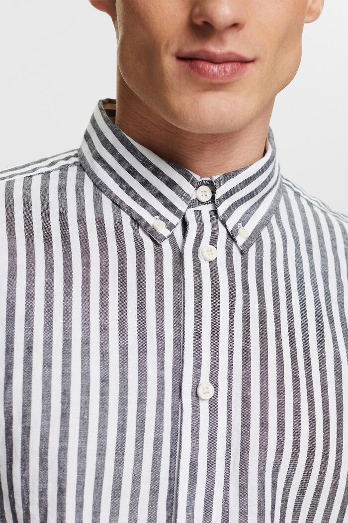 Striped Cotton Poplin Shirt, NAVY, detail image number 3