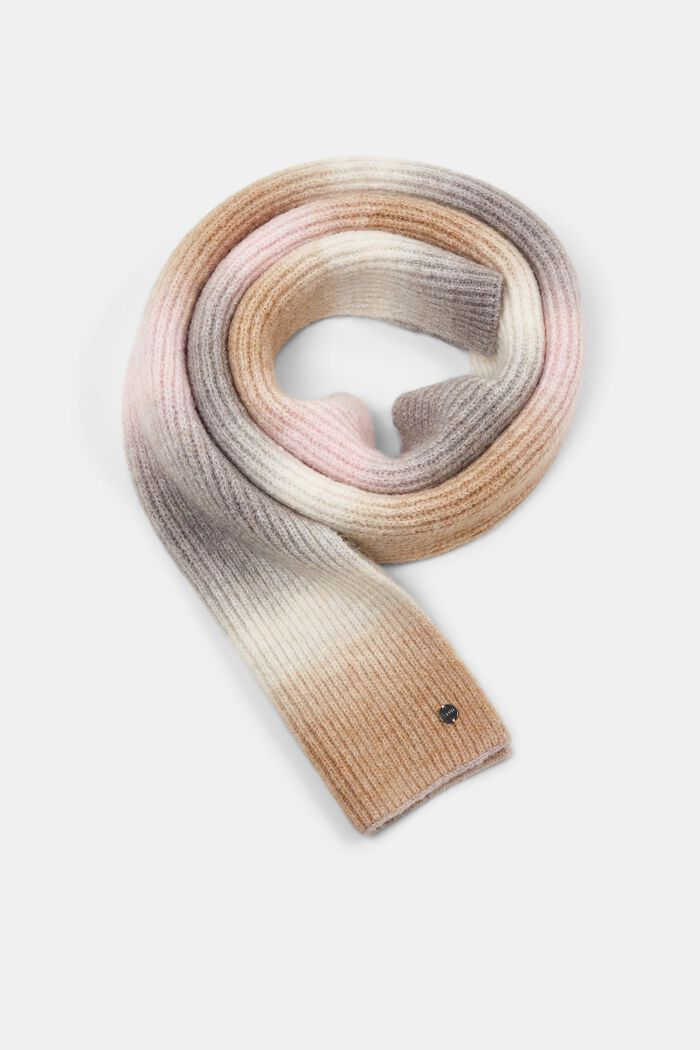 Multi-coloured knitted scarf with wool, LIGHT PINK, detail image number 0