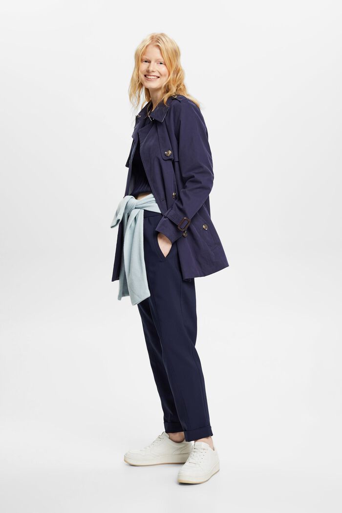 Short trench coat with belt, NAVY, detail image number 1