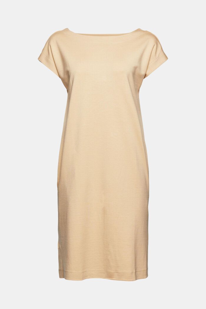 Knee-length jersey dress with TENCEL™, SAND, overview