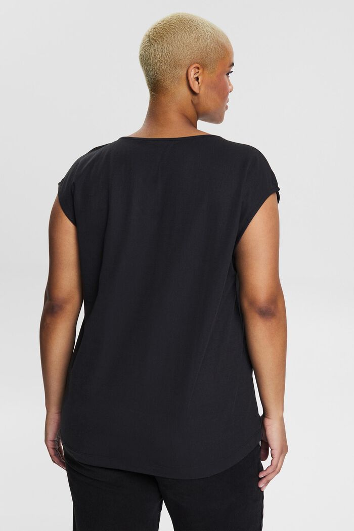 CURVY T-shirt with a V-neckline, BLACK, detail image number 3